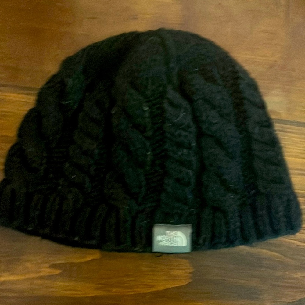 The North Face black wool knit beanie